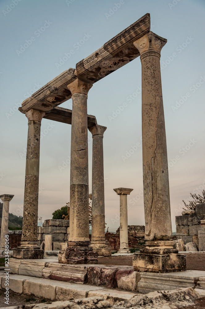 Part of temple in Ephesus, Turkey. The ancient city is listed as a UNESCO World Heritage Site.