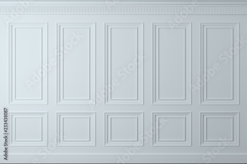 Classic wall of white wood panels