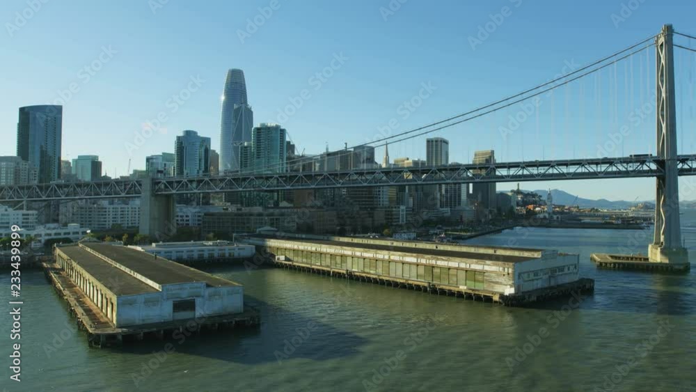 Aerial view Bay Bridge South Beach San Francisco Aerial view Bay Bridge South Beach San Francisco
