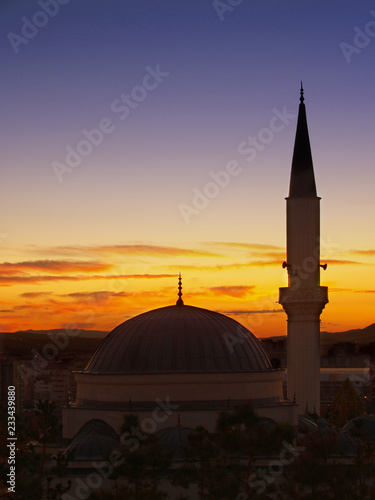 mosque at sunset