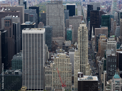 Aerial view of skyscrapers in New York City, New York State, USA