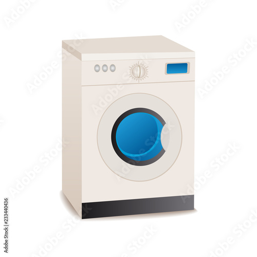 Realistic washing machine on a white background. Vector illustration. EPS 10.