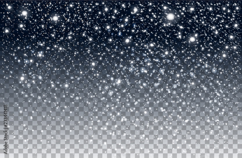Winter falling snow Isolated on transparent background