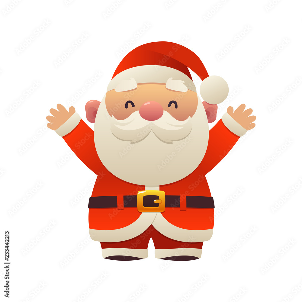 Santa Claus cartoon holiday character with hands up christmas vector Santa Claus cartoon holiday character with hands up christmas vector