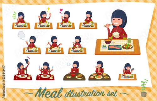 flat type school girl red jersey_Meal