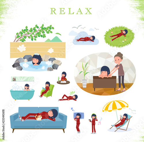 flat type school girl red jersey_relax