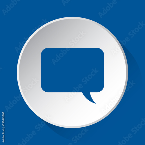 speech bubble, simple blue icon on white button