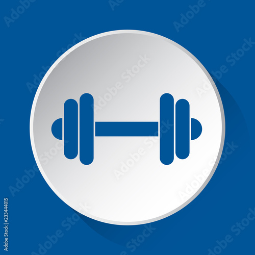 dumbbell - simple blue icon on white button