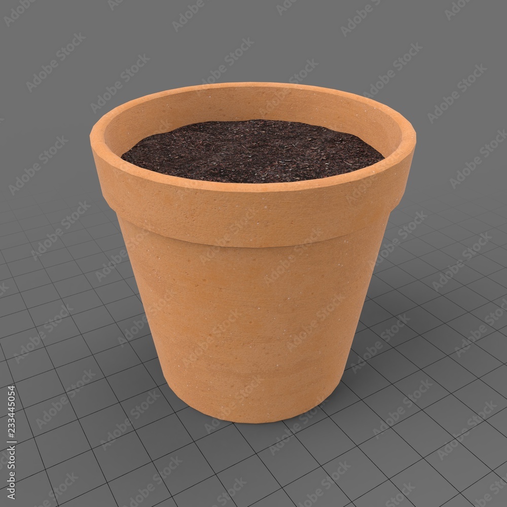 Terracotta pot filled with soil Stock 3D asset Adobe Stock