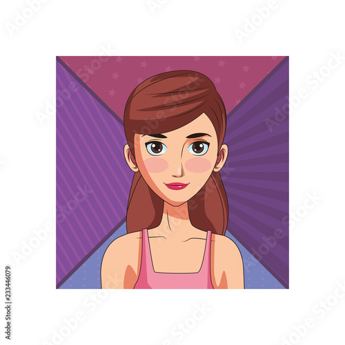 young woman face cartoon