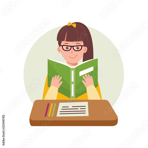 cute woman reading a book2 educational concept photo