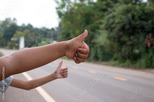 Closeup of Hand sign call a car © taira42