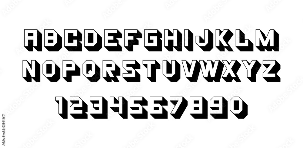 Fototapeta premium Black of font and alphabet. Isolated on White background