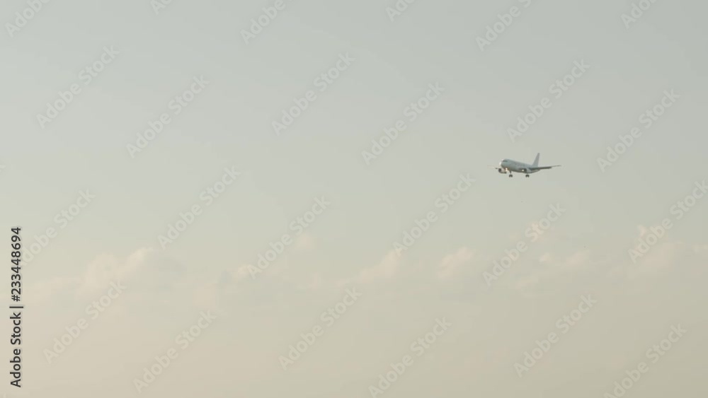 Airliner goes down for landing. Airliner goes down for landing.