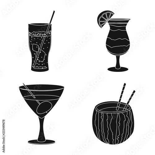 Vector design of drink and bar sign. Set of drink and party vector icon for stock.