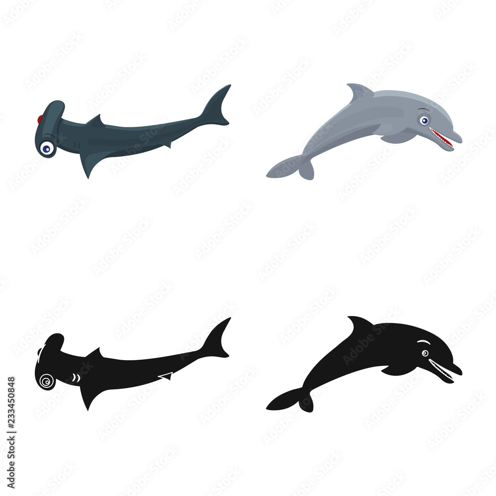 Vector design of sea and animal logo. Collection of sea and marine stock vector illustration.