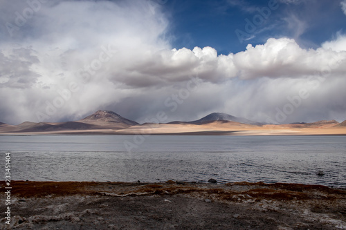 Lagoon with mountains in the Alitplano Plateau, Bolivia