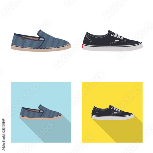 Vector illustration of shoe and footwear icon. Set of shoe and foot vector icon for stock.