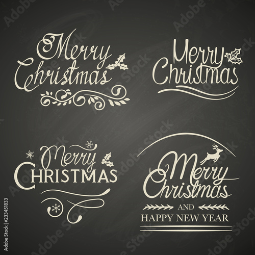 Christmas lettering on chalk board background
