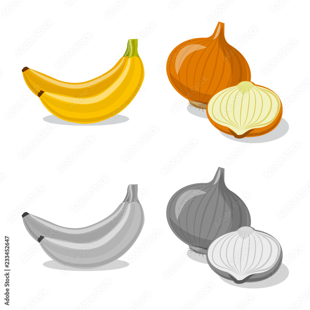 Fototapeta premium Vector illustration of vegetable and fruit logo. Collection of vegetable and vegetarian vector icon for stock.