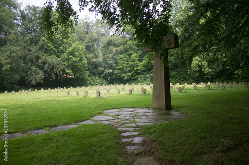 old German cemetery world war II graves of soldiers summer in Germany eternal memory