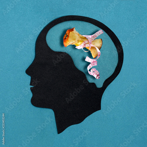 Canvastavla Stylized head silhouette. Anorexia
