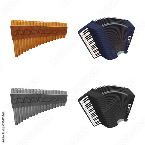 Vector illustration of music and tune symbol. Collection of music and tool stock vector illustration.