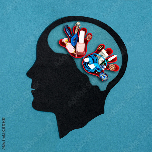 Stylized head silhouette. Kleptomania