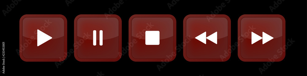 brown, white square music control buttons set brown, white square music control buttons set