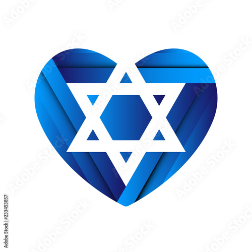Sacred vector symbol star of david in heart. Shield of david. Magen illustration, icon