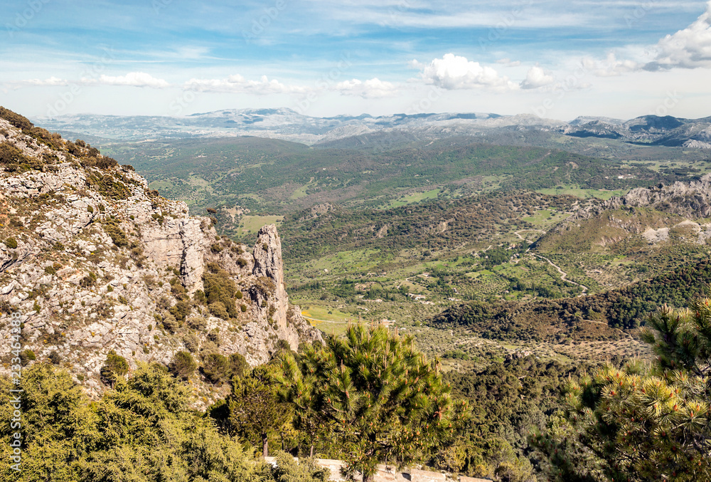 Mountains on a sunny day in the Sierra de Grazalema In Spain