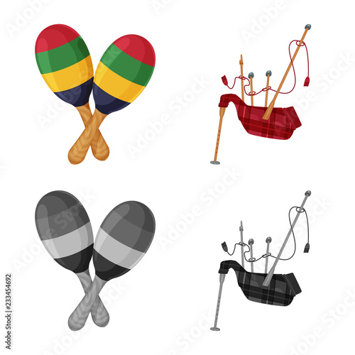 Isolated object of music and tune symbol. Collection of music and tool stock vector illustration.