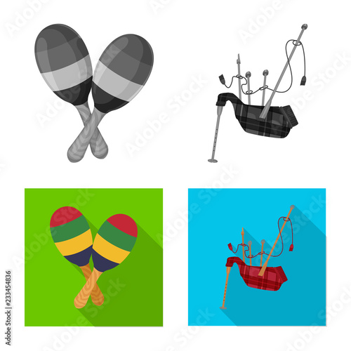 Vector illustration of music and tune symbol. Set of music and tool vector icon for stock.
