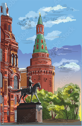 Vector colorful hand drawing Moscow-7