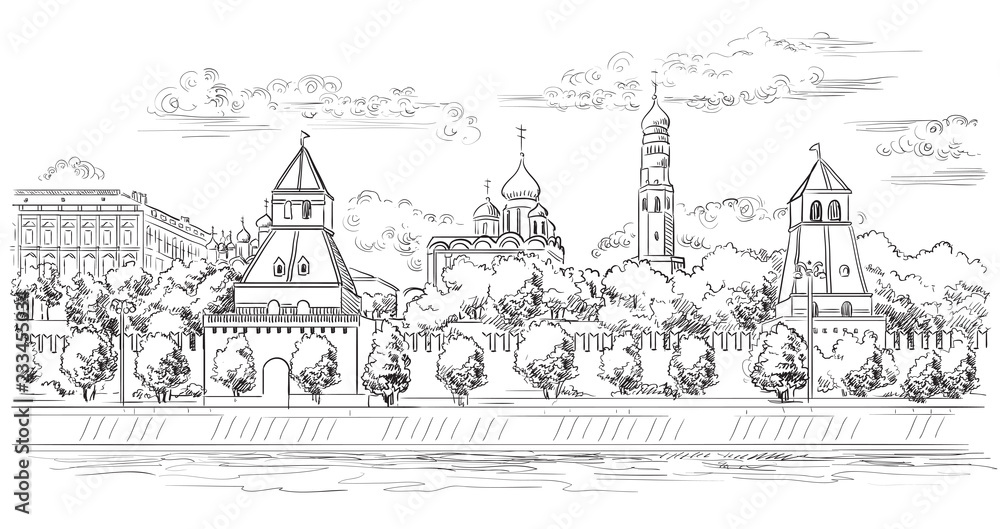 Vector hand drawing Moscow-5