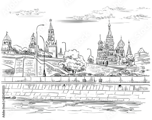 Vector hand drawing Moscow-4