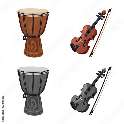 Vector illustration of music and tune symbol. Set of music and tool vector icon for stock.