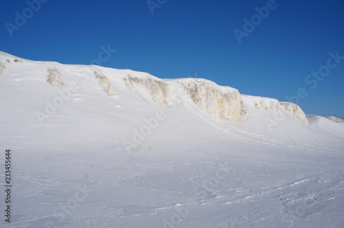 Winter landscape. Winter road and trees covered with snow