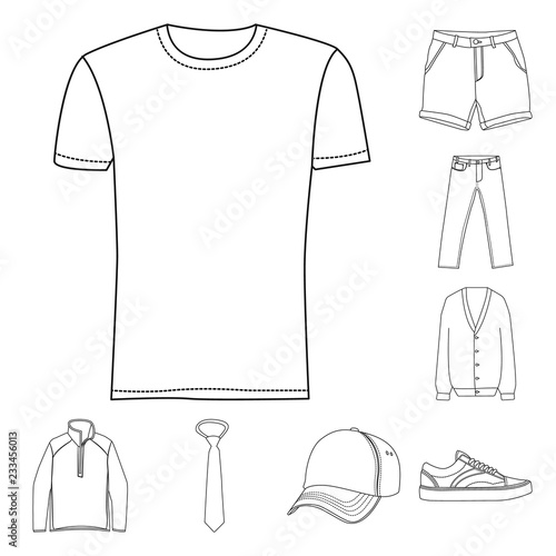 Isolated object of man and clothing icon. Collection of man and wear stock symbol for web.