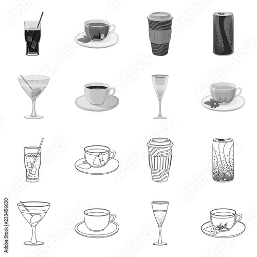 Vector illustration of drink and bar icon. Set of drink and party stock symbol for web. © Svitlana