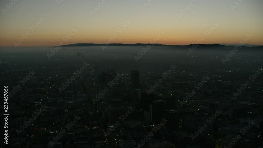 Aerial dusk view of Los Angeles city suburbs Aerial dusk view of Los Angeles city suburbs