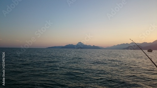 coast, orange,sky,sea,fishing