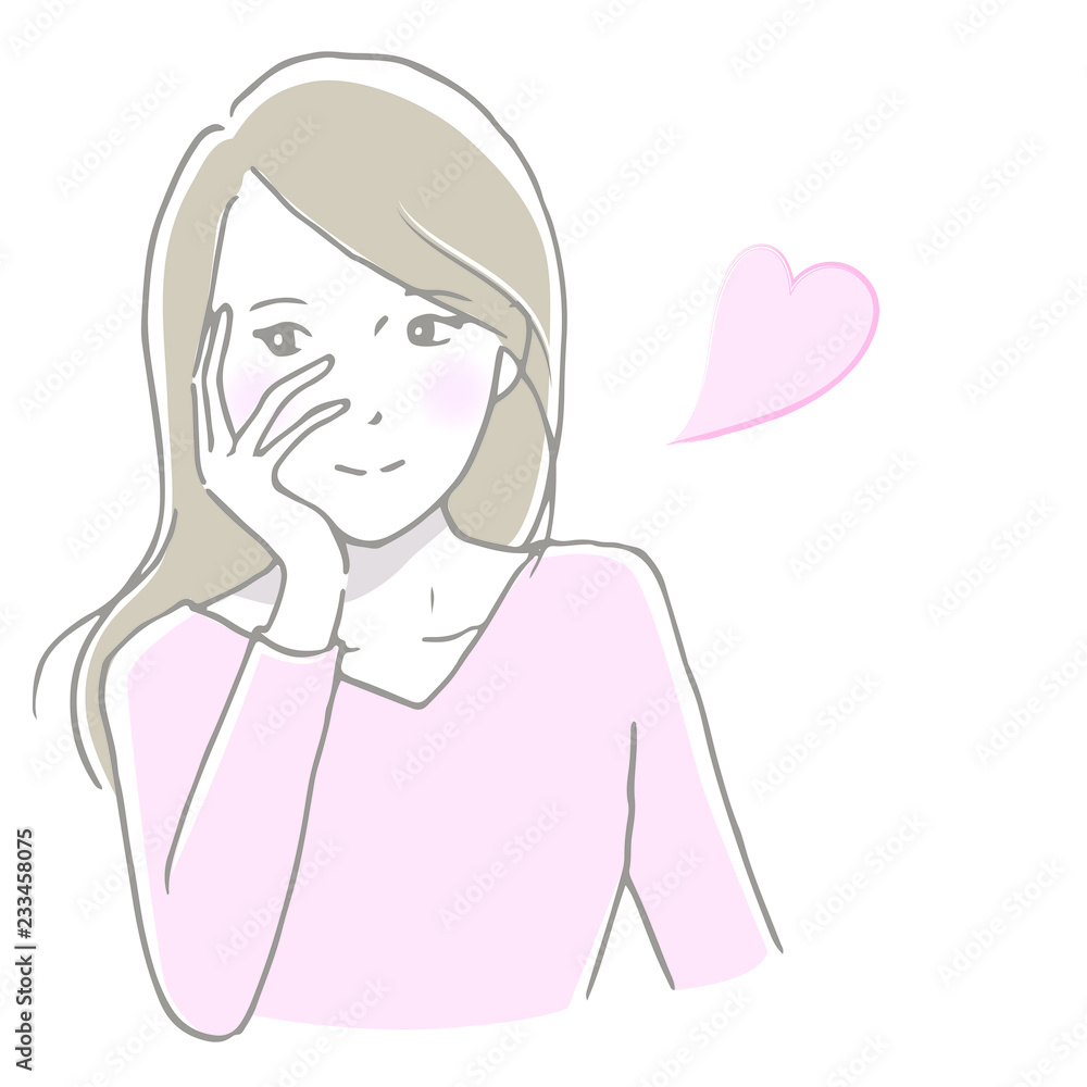 恋する女性 やわらか手描き風 恋する女性 やわらか手描き風