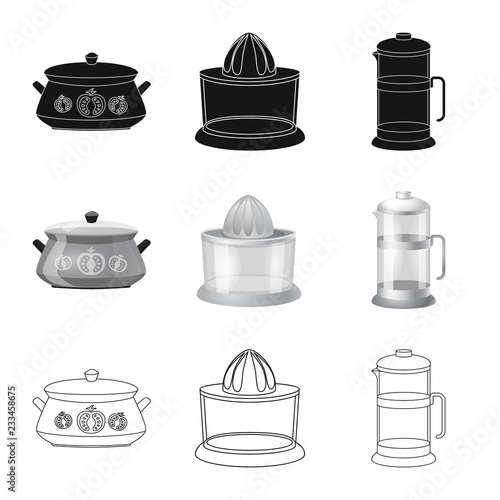 Vector design of kitchen and cook icon. Collection of kitchen and appliance vector icon for stock.