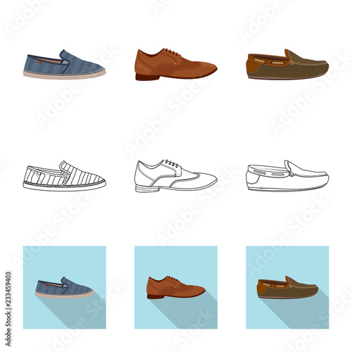 Vector design of shoe and footwear sign. Set of shoe and foot stock vector illustration.