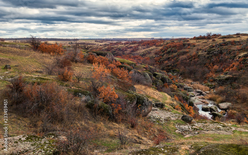Arbuzinskiy canyon in the fall. South of Ukraine.