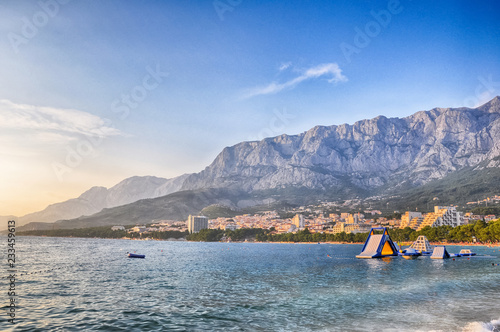 Landscape of Makarska with mountains in the background