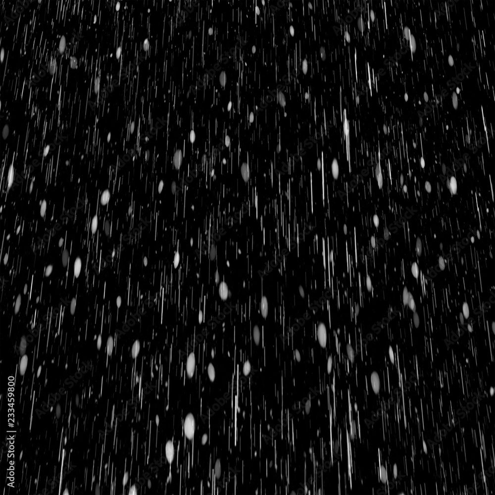 Isolated visual effect of rain on the black background. Overlay for ...