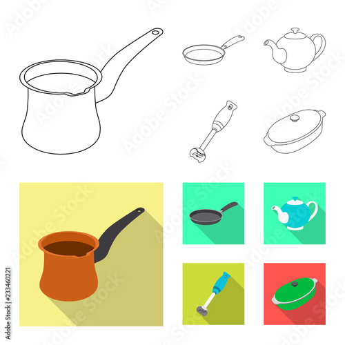 Isolated object of kitchen and cook icon. Set of kitchen and appliance stock vector illustration.