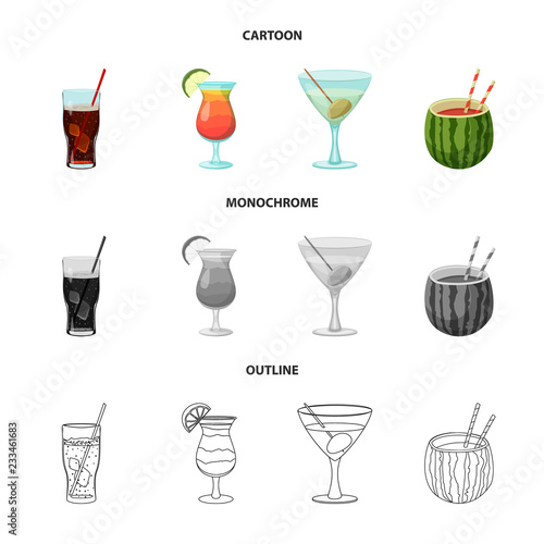 Vector design of drink and bar sign. Collection of drink and party stock vector illustration.